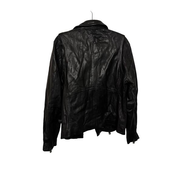 True Religion Black Genuine Lambskin Leather Double Zip Moto Jacket Rare Medium - Picture 12 of 13